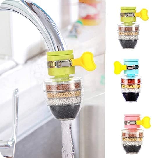2 Pcs Activated Carbon Faucet Water Filters Universal Interface Home Kitchen Faucet Tap Water Clean Purifier Filter Cartridge Five Layer Water Filter (Pack of 2 Pcs)